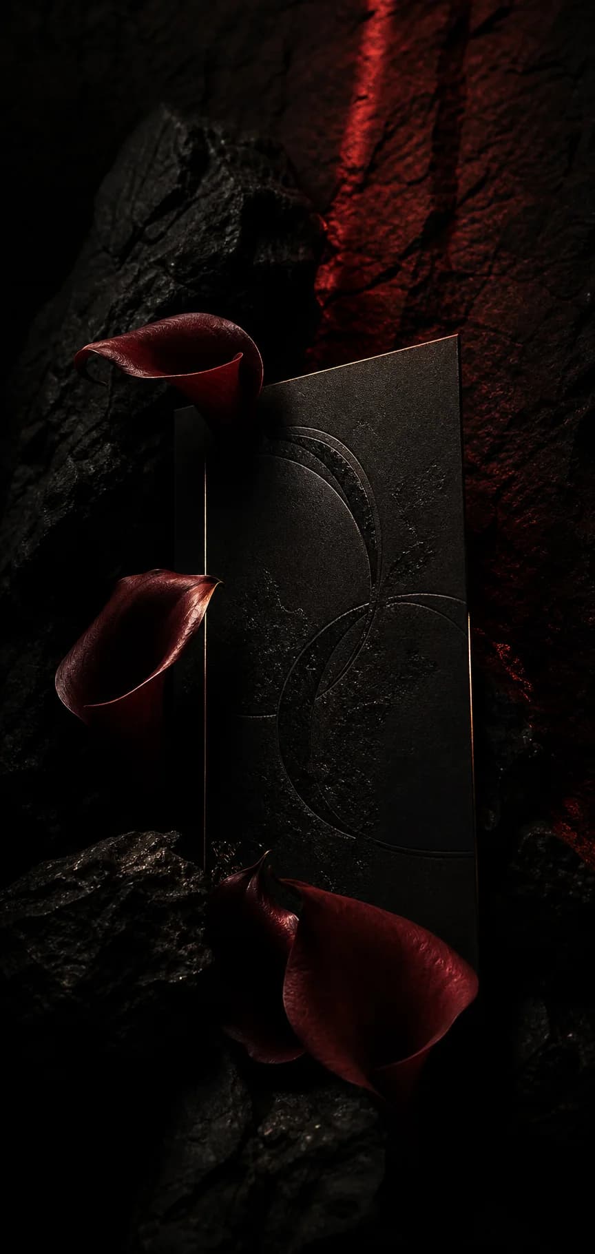 Dark Cinematic wedding invitation mood